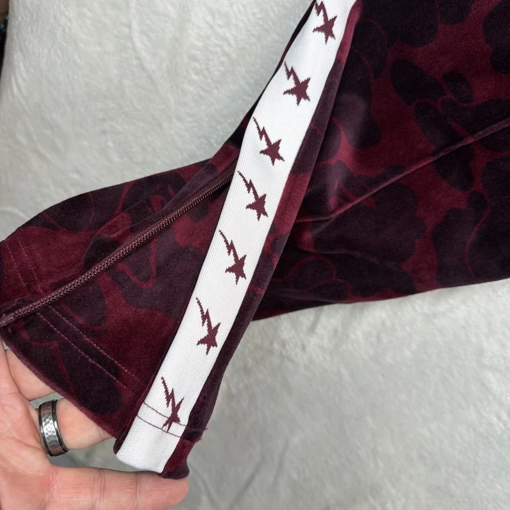 A Bathing Ape BAPE Solid Camo One Point Velour Track‎ Pants Mens Large NWT